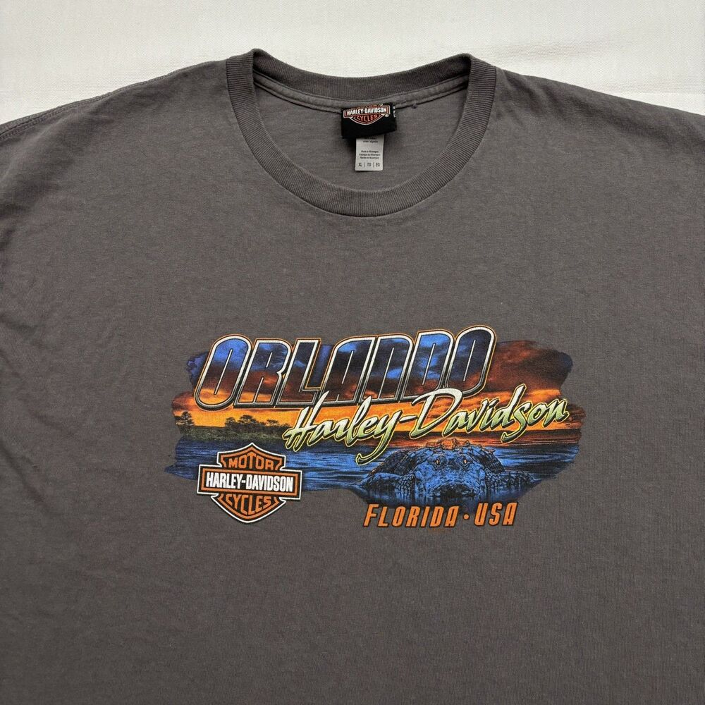 Harley Davidson Motorcycles Shirt Men's XL Gray Orlando Florida Gator Biker - Picture 3 of 6
